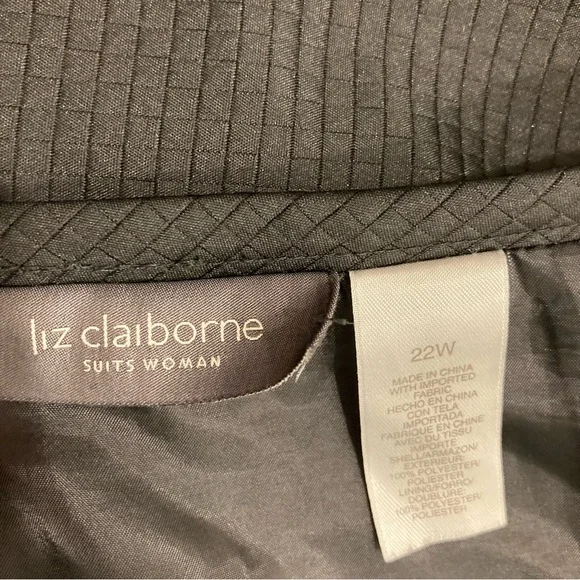 22W Elegant Black Waffle Texture Two-Piece Skirt Set Liz Claiborne Lined Fitted - Picture 13 of 14